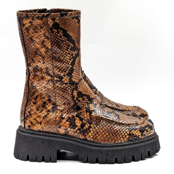 Free People Wmn Madison Loafer Festival Platform Snake Print Boots 9US EUR39.5 - Picture 10 of 11